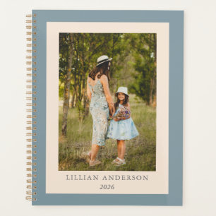 Simple Stylish Personalised Photo Blue Planner