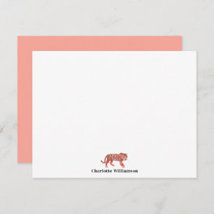 Simple Stylish Personalised Stationery Pink Tiger Card