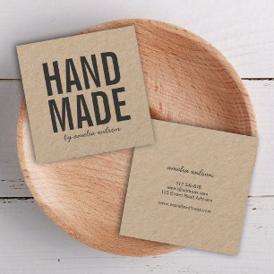 Simple Stylish Rustic Handmade Kraft Square Business Card