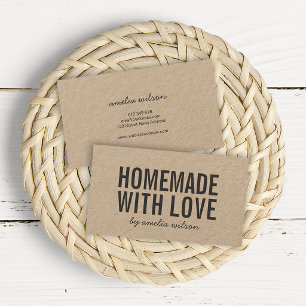 Simple Stylish Rustic Homemade with Love Kraft Business Card
