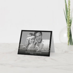 Simple Stylish Thank You Script Wedding Photo Card