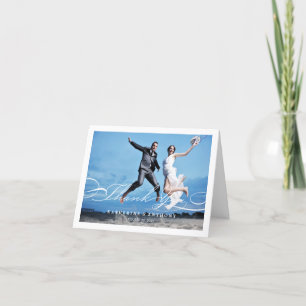 Simple Stylish Thank You Script Wedding Photo Card