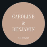 Simple Stylish Typography Elegant Cocoa Wedding Classic Round Sticker<br><div class="desc">Simple Stylish Classic Typography Elegant Trendy Earthy Cocoa Wedding Classic Round Sticker</div>