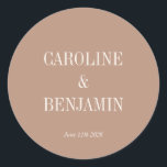 Simple Stylish Typography Elegant Cocoa Wedding Classic Round Sticker<br><div class="desc">Simple Stylish Classic Typography Elegant Trendy Earthy Cocoa Wedding Classic Round Sticker</div>