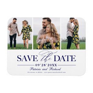 Simple Stylish Wedding Save The Date 3 Photo Magnet