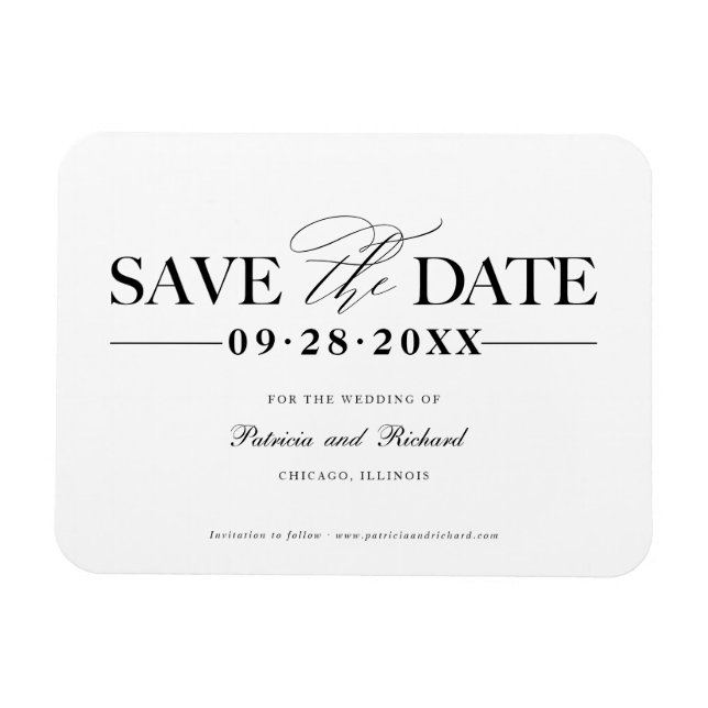Simple Stylish Wedding Save The  Date Non Photo Magnet (Horizontal)