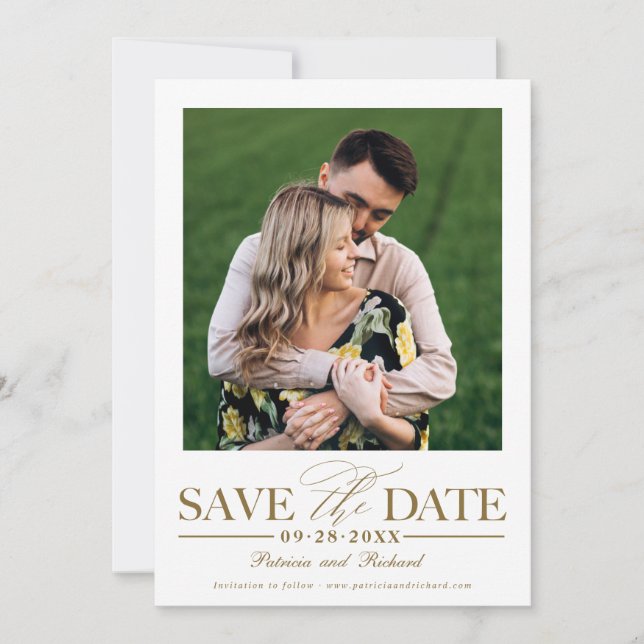 Simple Stylish Wedding Save The Date Photo Invitation (Front)