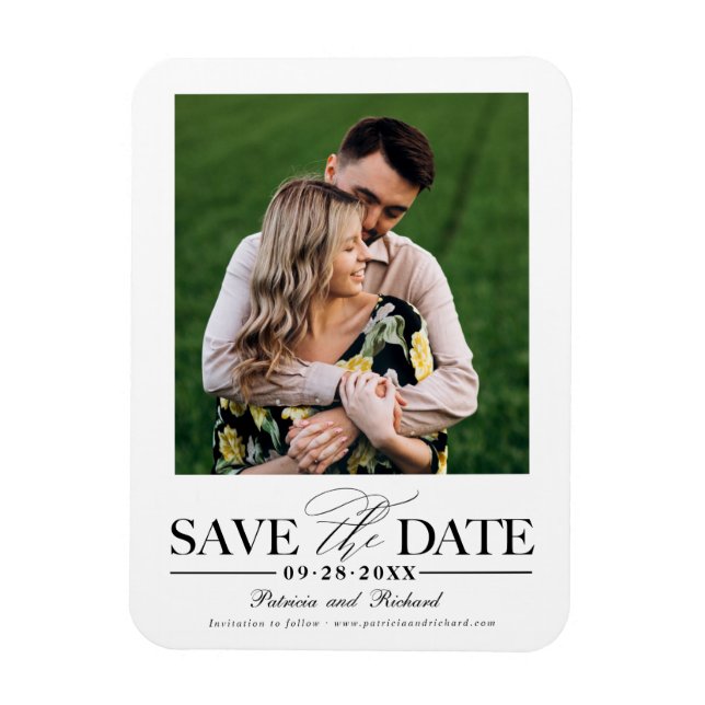 Simple Stylish Wedding Save The Date Photo Magnet (Vertical)