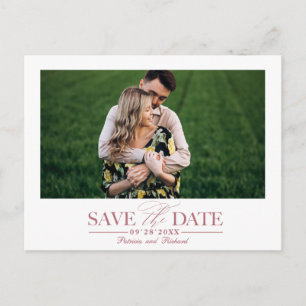 Simple Stylish Wedding Save The Date Photo Postcard