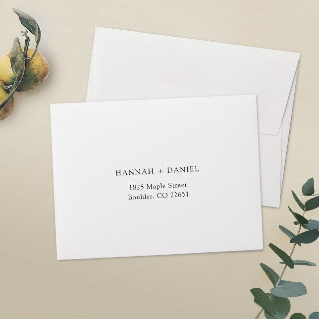 Simple Stylish White Wedding Return Address RSVP Envelope (Creator Uploaded)