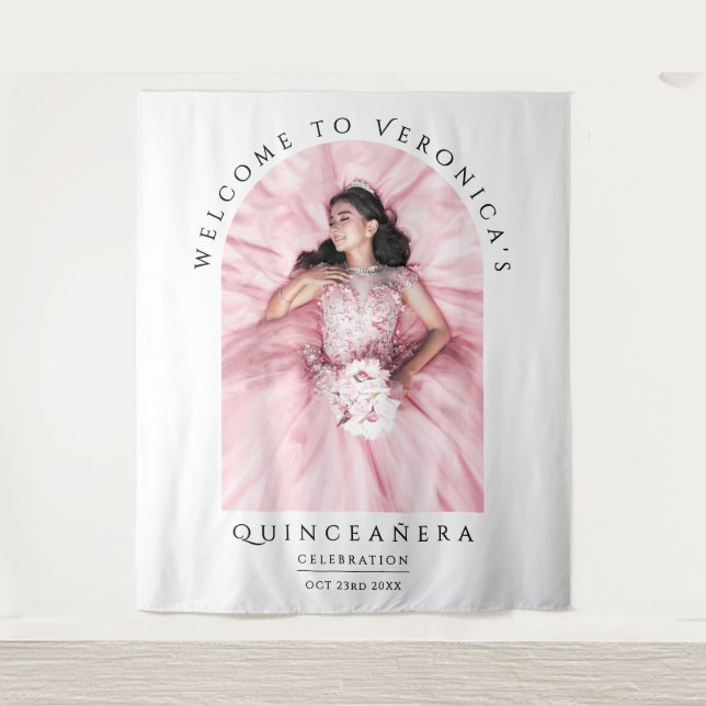 Simple Stylish White With Classical Typo Photo Tapestry (Front)