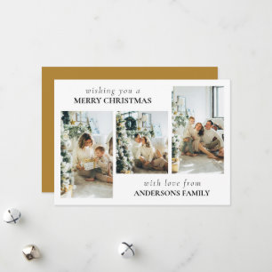 Simple Stylish Yellow Family Photo Christmas Card