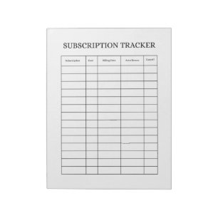 SIMPLE Subscription Tracker Notepad