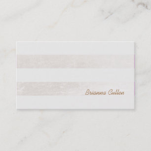 Simple Subtle Striped Elegant White Foil Look Business Card