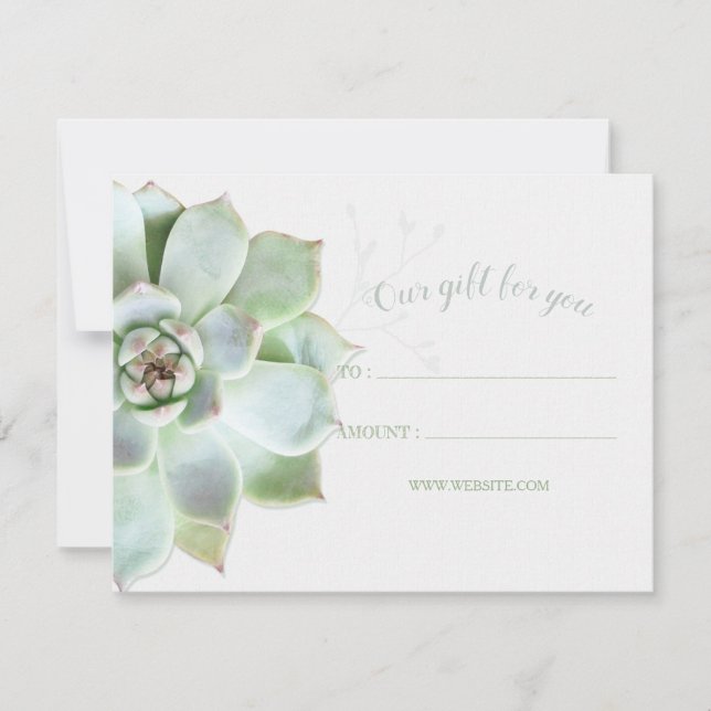 Simple Succulent Business Gift Certificates (Front)