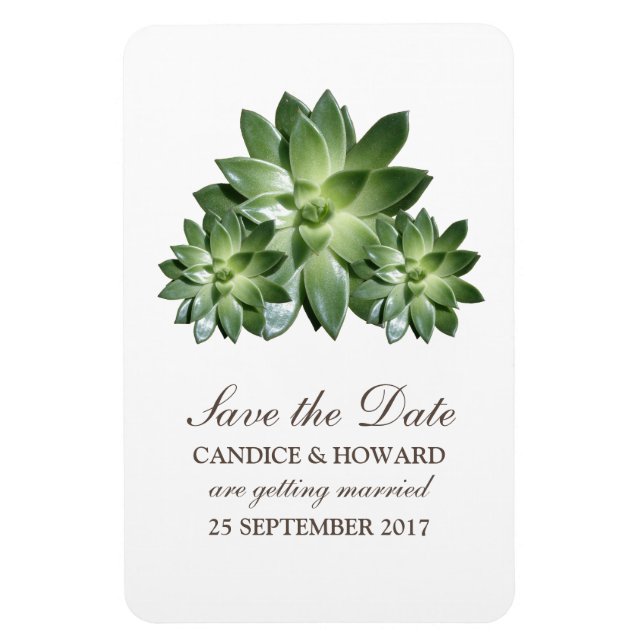 Simple Succulent Save the Date Flexi Magnet (Vertical)