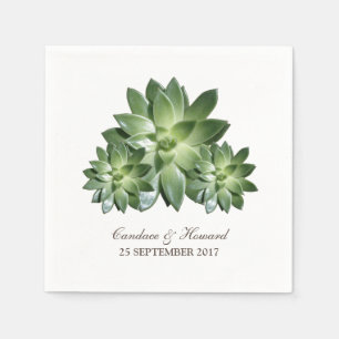 Simple Succulent Wedding Paper Napkins