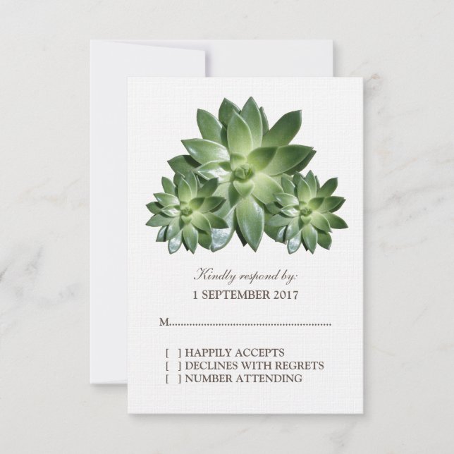 Simple Succulent Wedding RSVP Card (Front)