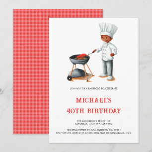 Simple Summer Barbecue 40th Birthday Invitation