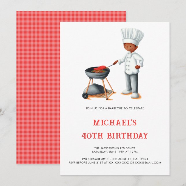 Simple Summer Barbecue 40th Birthday Invitation (Front/Back)