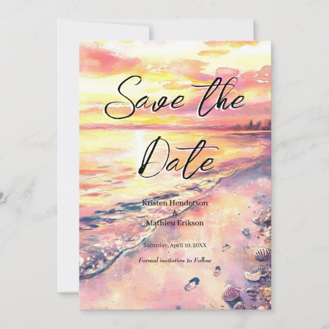 Simple Summer Beach Wedding Save The Date (Front)