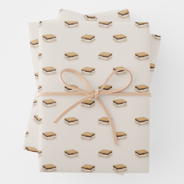 Simple Summer Classic Campfire Smores Wrapping Paper Sheet (In situ)