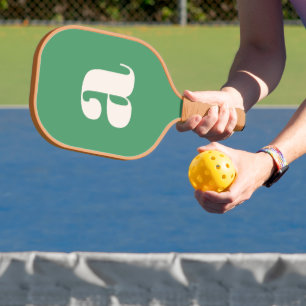 Simple Summer Green Bold Retro Monogram Initial Pickleball Paddle