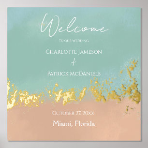 Simple Summer Seaside Beach Wedding  Foil Prints