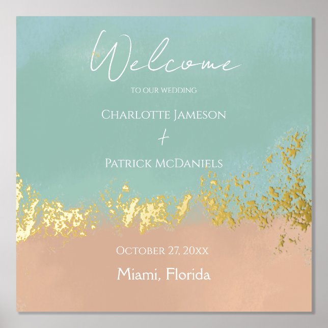 Simple Summer Seaside Beach Wedding  Foil Prints (Front)