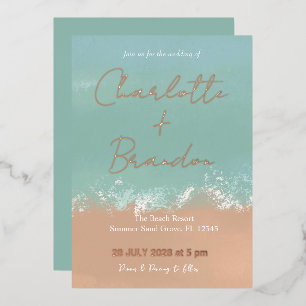 Simple Summer Seaside Beach Wedding Invitation