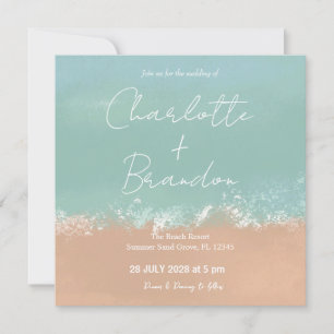 Simple Summer Seaside Beach Wedding Invitation