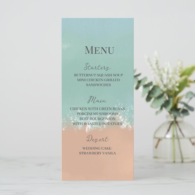 Simple Summer Seaside Beach Wedding Menu (Standing Front)