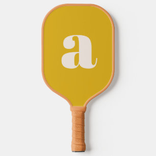 Simple Summer Yellow Bold Retro Monogram Initial Pickleball Paddle