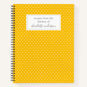 Simple Summer Yellow Dots Personalised Recipe Notebook