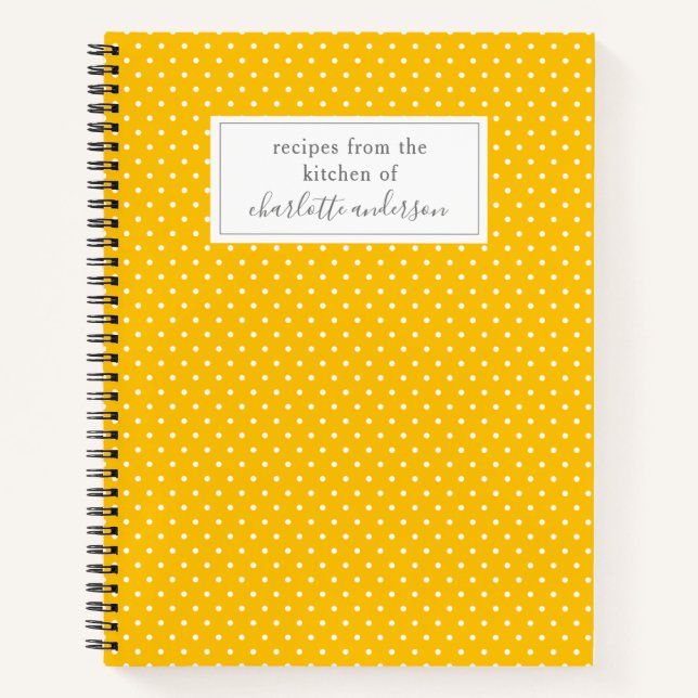 Simple Summer Yellow Dots Personalised Recipe Notebook (Front)