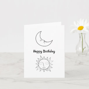 Simple Sun and Moon Happy Birthday Card