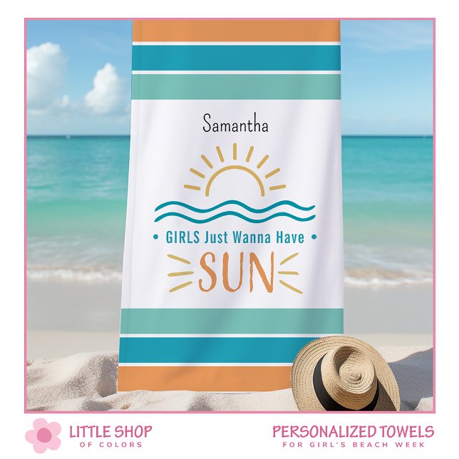 Simple Sun Ocean Waves Personalised Beach Towel (Creator Uploaded)