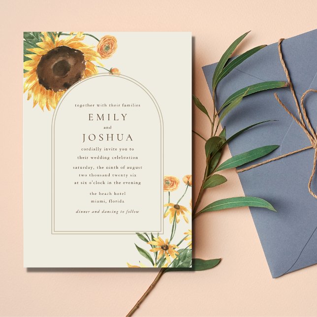 Simple Sunflower Boho Wedding Invitation (Simple Sunflower Boho Wedding Invitation)