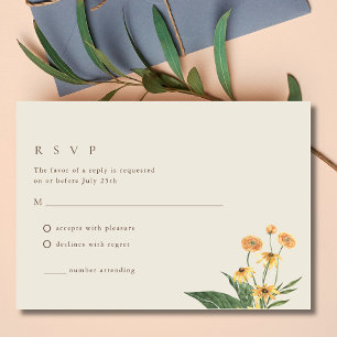 Simple Sunflower Boho Wedding RSVP Card