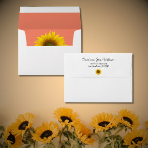 Simple Sunflower Botanical Return Address  Envelope