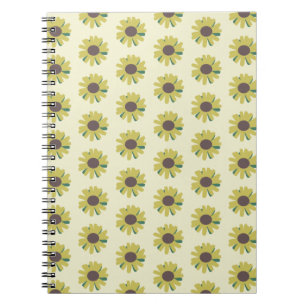 Simple Sunflower Brown Green Yellow Flower Pattern Notebook