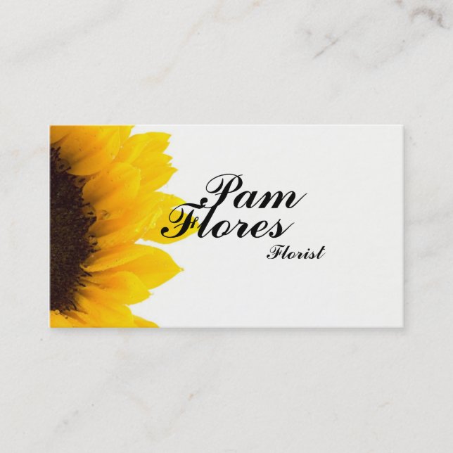 Simple Sunflower Business Cards (Front)