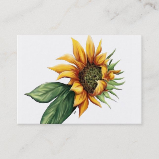 Simple Sunflower Business Cards (Front)