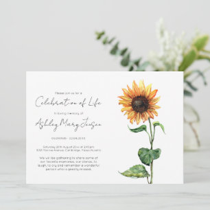 Simple Sunflower Celebration of Life Funeral Invitation