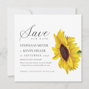 Simple Sunflower Elegant Script Wedding Save The Date