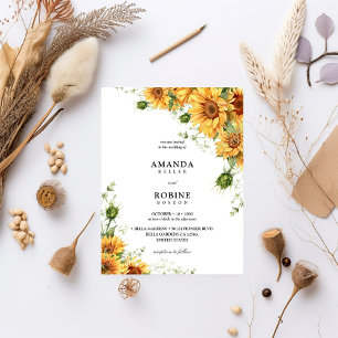 Simple Sunflower Elegant Wedding Invitation