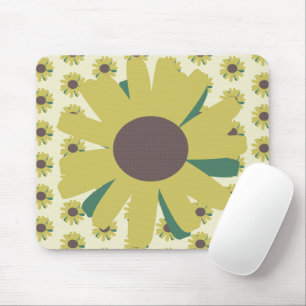 Simple Sunflower Flower Pattern Yellow  Mouse Mat