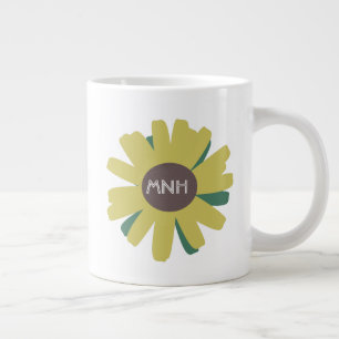Simple Sunflower Garden Plant Monogram Large Coffee Mug