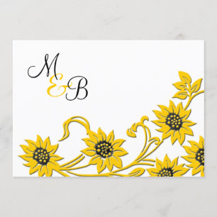Simple Sunflower Monogrammed Wedding Invitation
