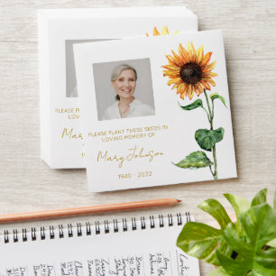 Simple Sunflower Photo Funeral Seed Envelope